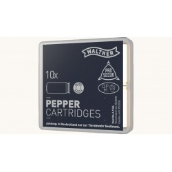 GAS PIMIENTA CARTUCHOS MUNICION WALTHER 10 UNIDADES 9 MM PARA PISTOLAS PAK