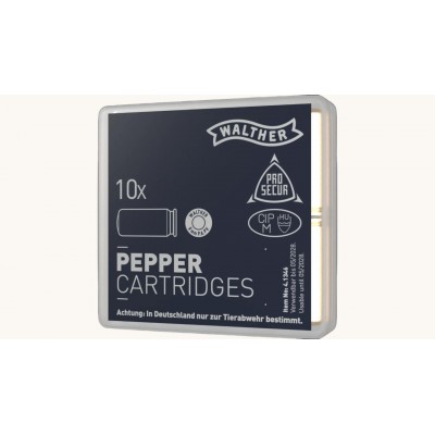 GAS PIMIENTA CARTUCHOS MUNICION WALTHER 10 UNIDADES 9 MM PARA PISTOLAS PAK