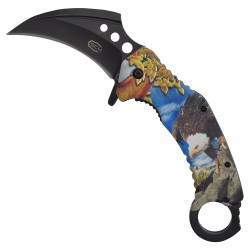 Navaja plegable karambit con apertura asistida por resorte
