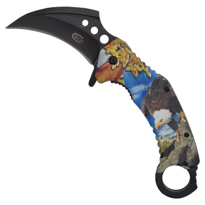 Navaja plegable karambit con apertura asistida por resorte