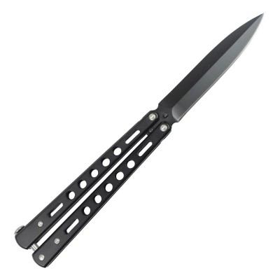 CUCHILLO NAVAJA MARIPOSA MILITAR NEGRA MANGO ALUMINIO Y HOJA DE ACERO