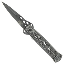 CUCHILLO NAVAJA ESTILETE AUTOMATICO CON MANGO EN ABS Y HOJA EN ACERO INOXIDABLE