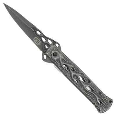 CUCHILLO NAVAJA ESTILETE AUTOMATICO CON MANGO EN ABS Y HOJA EN ACERO INOXIDABLE