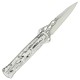CUCHILLO NAVAJA ESTILETE AUTOMATICO CON MANGO BLANCO EN ABS Y HOJA EN ACERO INOXIDABLE