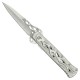 CUCHILLO NAVAJA ESTILETE AUTOMATICO CON MANGO BLANCO EN ABS Y HOJA EN ACERO INOXIDABLE