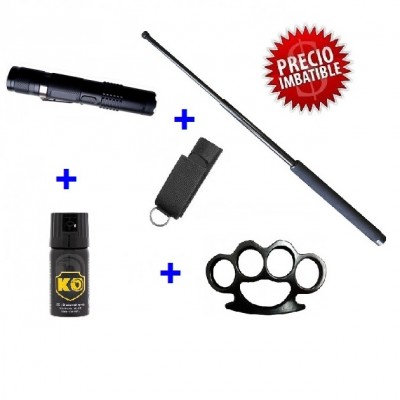 PACK DEFENSA ELECTRICA TASER M11 + EXTENSIBLE,PUÑO Y SPRAY