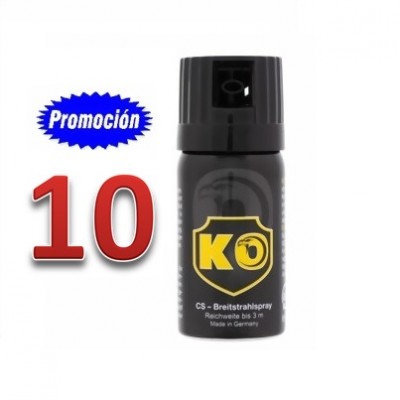 SPRAY DEFENSA PERSONAL CAJA DE 50 UNIDADES MODELO KO GAS CS 40 ML Y EFECTIVO CONTRA AGRESORES Y ANIMALES PELIGROSOS