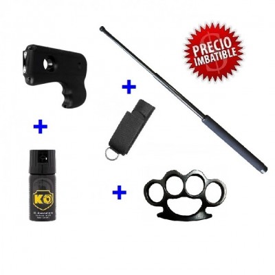 DEFENSA ELECTRICA SK PISTOLA CON 2000 KV + 1 DEFENSA EXTENSIBLE + FUNDA+ PUÑO AMERICANO + 1 SPRAY DEFENSA PERSONAL KO 40 ML