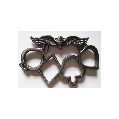 PUÑO AMERICANO EN ACERO MODELO POKER EN COLOR NEGRO