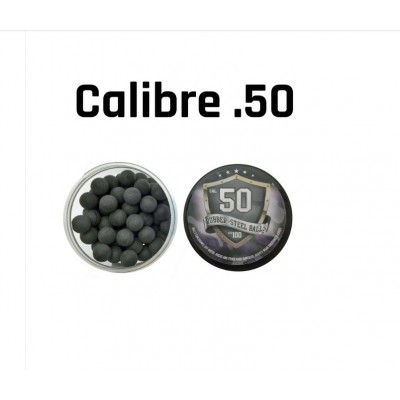 BOTE DE 100 BOLAS DE GOMA Y ACERO CALIBRE 50