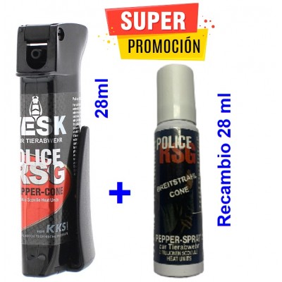 SPRAY PIMIENTA RSG POLICE 28 ML CON REPUESTO DE 28 ML INCLUIDO