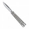 CUCHILLO NAVAJA MARIPOSA MILITAR CROMADA MANGO ALUMINIO Y HOJA DE ACERO