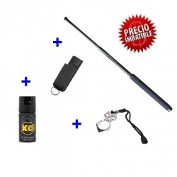 1 DEFENSA EXTENSIBLE EN ACERO , FUNDA ,1 PUÑO AMERICANO Y 1 SPRAY DEFENSA PERSONAL KO GAS CS 40 ML